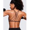 imageCRZ YOGA Womens Naked Feeling Criss Cross Sports Bra  Strappy Back Padded Medium Support Wireless Gym Cami Workout YogaCoffee Brown