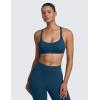 imageCRZ YOGA Womens Naked Feeling Criss Cross Sports Bra  Strappy Back Padded Medium Support Wireless Gym Cami Workout YogaFrench Navy
