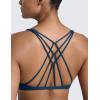 imageCRZ YOGA Womens Naked Feeling Criss Cross Sports Bra  Strappy Back Padded Medium Support Wireless Gym Cami Workout YogaFrench Navy