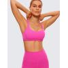 imageCRZ YOGA Womens Naked Feeling Criss Cross Sports Bra  Strappy Back Padded Medium Support Wireless Gym Cami Workout YogaHibiscus Purple
