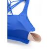 imageCRZ YOGA Womens Naked Feeling Criss Cross Sports Bra  Strappy Back Padded Medium Support Wireless Gym Cami Workout YogaWaves Blue