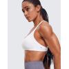 imageCRZ YOGA Womens Naked Feeling Criss Cross Sports Bra  Strappy Back Padded Medium Support Wireless Gym Cami Workout YogaWhite