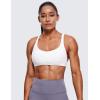 imageCRZ YOGA Womens Naked Feeling Criss Cross Sports Bra  Strappy Back Padded Medium Support Wireless Gym Cami Workout YogaWhite