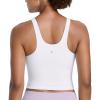 imageCRZ YOGA Butterlift Racerback Crop Tank Tops for Women  U Neck Yoga Padded Longline Sports Bras Pilates WorkoutWhite