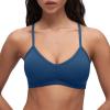 imageCRZ YOGA Butterluxe Ruched Sports Bras for Women  V Neck Spaghetti Thin Strap Y Back Wireless Padded Yoga Crop TopFrench Navy