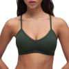 imageCRZ YOGA Butterluxe Ruched Sports Bras for Women  V Neck Spaghetti Thin Strap Y Back Wireless Padded Yoga Crop TopLegend Green