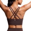 imageCRZ YOGA Naked Feeling Strappy Longline Sports Bras for Women  Medium Impact Criss Cross Yoga Padded Workout Crop TopHot Fudge Brown