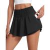 imageCRZ YOGA Ruffle Skirt Overlay Athletic Shorts for Women  High Waisted Flowy for Workout Running Tennis with Zip PocketBlack