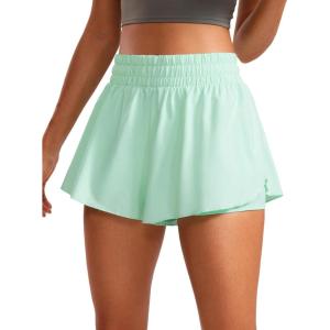 imageCRZ YOGA 2 in 1 Split Flowy Running Shorts for Women 3quot  High Waisted Quick Dry Skirts for Tennis Workout Athletic LoungeMint Moment