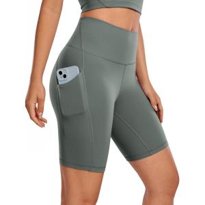 imageCRZ YOGA Butterluxe Biker Shorts Pockets 8quot  High Waisted Workout Yoga Volleyball Buttery Soft WomensGrey Sage