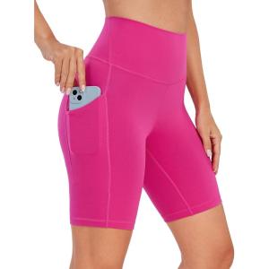 imageCRZ YOGA Butterluxe Biker Shorts Pockets 8quot  High Waisted Workout Yoga Volleyball Buttery Soft WomensHibiscus Purple