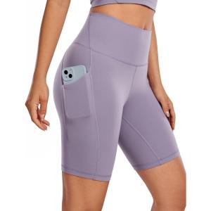 imageCRZ YOGA Butterluxe Biker Shorts Pockets 8quot  High Waisted Workout Yoga Volleyball Buttery Soft WomensLavender Mist