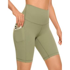 imageCRZ YOGA Butterluxe Biker Shorts Pockets 8quot  High Waisted Workout Yoga Volleyball Buttery Soft WomensMoss Green