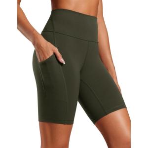 imageCRZ YOGA Butterluxe Biker Shorts Pockets 8quot  High Waisted Workout Yoga Volleyball Buttery Soft WomensOlive Green
