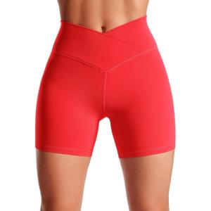 imageCRZ YOGA Butterluxe Crossover Biker Shorts 5quot  Criss Cross High Waisted Workout Yoga Buttery Soft WomensDeep Red