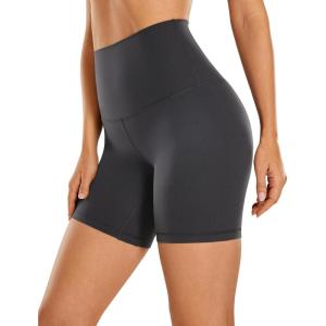 imageCRZ YOGA Butterluxe Super High Waist Biker Shorts 6quot Yoga Workout Womens Buttery Soft Over BellyMysterious Grey