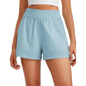 imageCRZ YOGA Linerless Relaxed Casual Shorts for Women 3quot  High Waisted for Lounge Athletic Golf with PocketsLight Grayish Blue