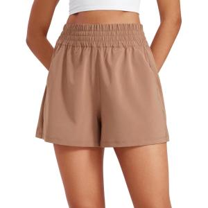 imageCRZ YOGA Linerless Relaxed Casual Shorts for Women 3quot  High Waisted for Lounge Athletic Golf with PocketsMocha Mousse
