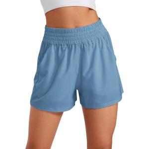 imageCRZ YOGA Linerless Relaxed Casual Shorts for Women 3quot  High Waisted for Lounge Athletic Golf with PocketsUniverse Blue