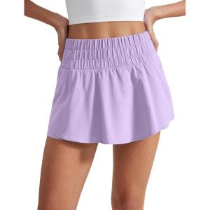 imageCRZ YOGA Ruffle Skirt Overlay Athletic Shorts for Women  High Waisted Flowy for Workout Running Tennis with Zip PocketLilac