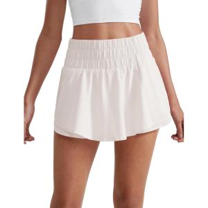 imageCRZ YOGA Ruffle Skirt Overlay Athletic Shorts for Women  High Waisted Flowy for Workout Running Tennis with Zip PocketMilky White Bone
