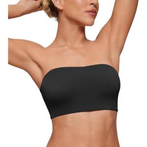 imageCRZ YOGA Softhold Double Lined Strapless Bralette  Stretchy Smooth Womens Tube Tops Bandeau Wireless TShirt Everyday BraBlack