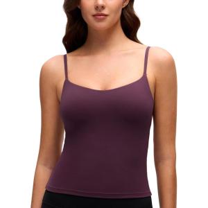 imageCRZ YOGA Softness Mold Butterluxe Adjustable Strap Tank Top for Women  Crop Camisole Workout Shirt with Built in Shelf BraDeep Purple