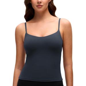 imageCRZ YOGA Softness Mold Butterluxe Adjustable Strap Tank Top for Women  Crop Camisole Workout Shirt with Built in Shelf BraTrue Navy