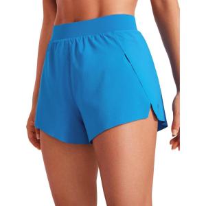 imageCRZ YOGA V Split Running Shorts for Women 25quot  High Waisted Workout Athletic Gym Track with Liner Breathable Quick DryMadagascar Blue