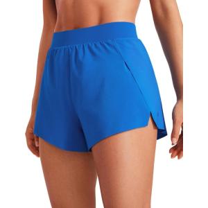 imageCRZ YOGA V Split Running Shorts for Women 25quot  High Waisted Workout Athletic Gym Track with Liner Breathable Quick DrySparkle Blue