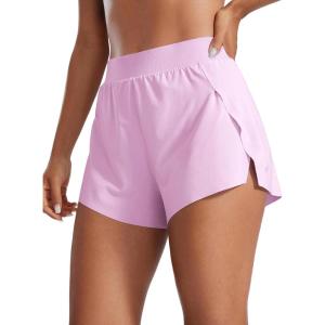imageCRZ YOGA V Split Running Shorts for Women 25quot  High Waisted Workout Athletic Gym Track with Liner Breathable Quick DryVita Pink