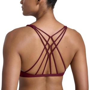 imageCRZ YOGA Womens Naked Feeling Criss Cross Sports Bra  Strappy Back Padded Medium Support Wireless Gym Cami Workout YogaRed Merlot