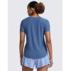 imageCRZ YOGA Cloudweight Workout Tops for Women Lightweight Athletic Short Sleeve Shirts Gym Running Side Slit TShirtsPitch Blue