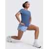 imageCRZ YOGA Cloudweight Workout Tops for Women Lightweight Athletic Short Sleeve Shirts Gym Running Side Slit TShirtsPitch Blue