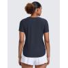 imageCRZ YOGA Cloudweight Workout Tops for Women Lightweight Athletic Short Sleeve Shirts Gym Running Side Slit TShirtsTrue Navy