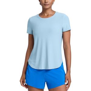 imageCRZ YOGA Cloudweight Workout Tops for Women Lightweight Athletic Short Sleeve Shirts Gym Running Side Slit TShirtsLight Grayish Blue