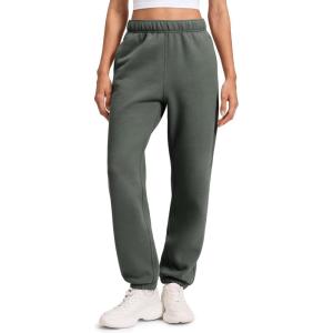 imageCRZ YOGA Cotton Fleece Lined Jogger Sweatpants Women 28quot  Casual Lounge Travel Pants with Pockets Winter WarmGrey Sage