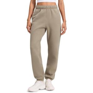 imageCRZ YOGA Cotton Fleece Lined Jogger Sweatpants Women 28quot  Casual Lounge Travel Pants with Pockets Winter WarmOak