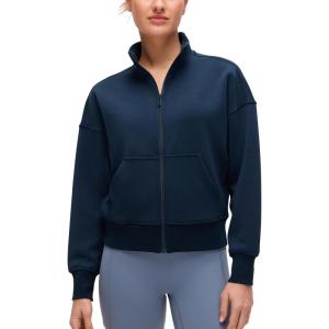 imageCRZ YOGA SoftAura Full Zip Sweatshirt for Women  Workout Casual Zipper Funnel Neck Sweat Shirts Jackets with PocketsInk Blue
