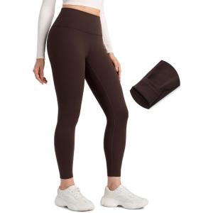 imageCRZ YOGA Womens Fleece Lined Leggings 25  Matte Winter Warm Thermal High Waisted Pants Casual Lounge Yoga WorkoutHot Fudge Brown