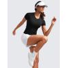imageCRZ YOGA Seamless Workout Tops for Women Waist Length  Running Gym Athletic Yoga Short Sleeve Shirts Breathable CrewneckBlack