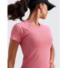 imageCRZ YOGA Seamless Workout Tops for Women Waist Length  Running Gym Athletic Yoga Short Sleeve Shirts Breathable CrewneckDeep Red Heather