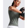 imageCRZ YOGA Seamless Workout Tops for Women Waist Length  Running Gym Athletic Yoga Short Sleeve Shirts Breathable CrewneckGrey Sage