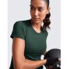 imageCRZ YOGA Seamless Workout Tops for Women Waist Length  Running Gym Athletic Yoga Short Sleeve Shirts Breathable CrewneckLegend Green