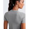 imageCRZ YOGA Seamless Workout Tops for Women Waist Length  Running Gym Athletic Yoga Short Sleeve Shirts Breathable CrewneckSlate Grey Marl