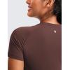 imageCRZ YOGA Seamless Workout Tops for Women Waist Length  Running Gym Athletic Yoga Short Sleeve Shirts Breathable CrewneckTaupe