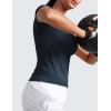 imageCRZ YOGA Seamless Workout Tops for Women Waist Length  Running Gym Athletic Yoga Short Sleeve Shirts Breathable CrewneckTwilight Blue