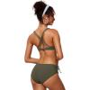 imageCRZ YOGA Twist Front Bikini Tops for Women  Padded V Neck Criss Cross Back Triangle Sexy Swim Bathing SuitDark Olive