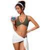 imageCRZ YOGA Twist Front Bikini Tops for Women  Padded V Neck Criss Cross Back Triangle Sexy Swim Bathing SuitDark Olive