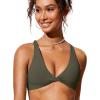 imageCRZ YOGA Twist Front Bikini Tops for Women  Padded V Neck Criss Cross Back Triangle Sexy Swim Bathing SuitDark Olive